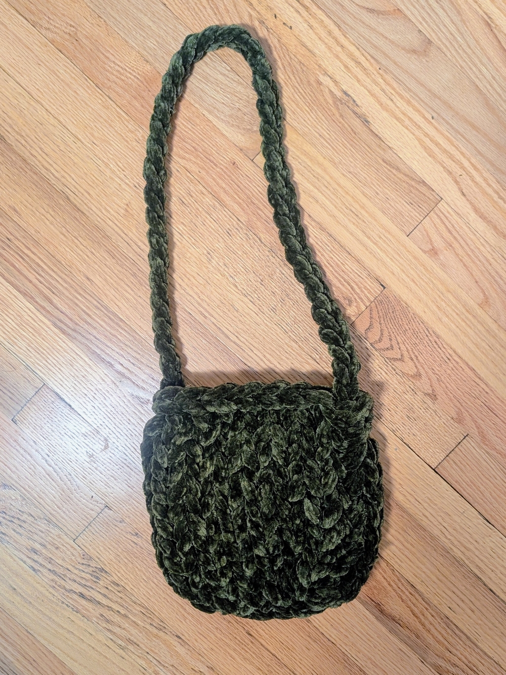 Handcrafted Olive Green Knit Shoulder Bag